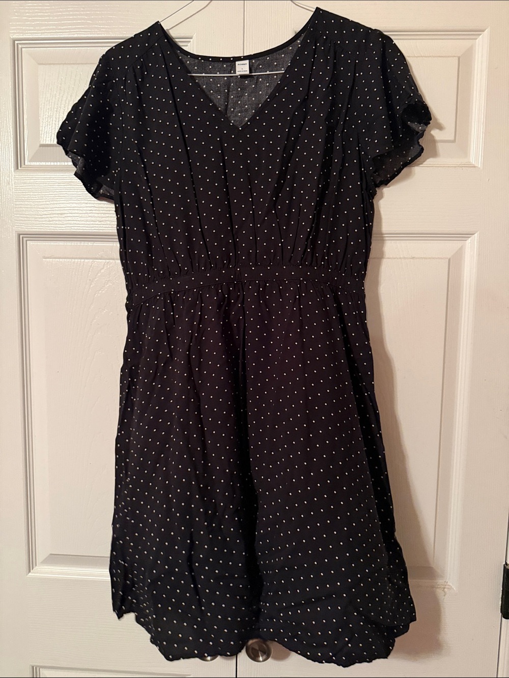 Old Navy Black Polka Dot V-Neck Women’s Dress size large
